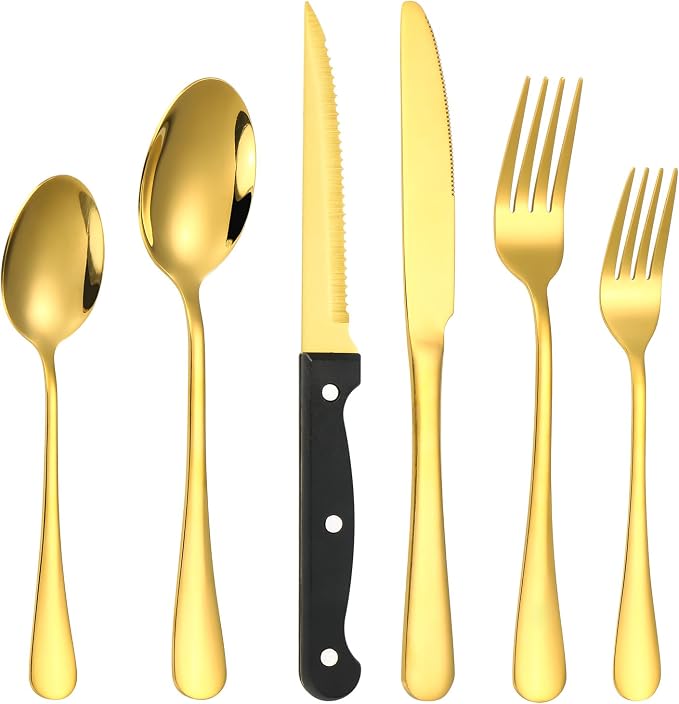 Lazycorner 53 Piece Gold Silverware Set - Image 3