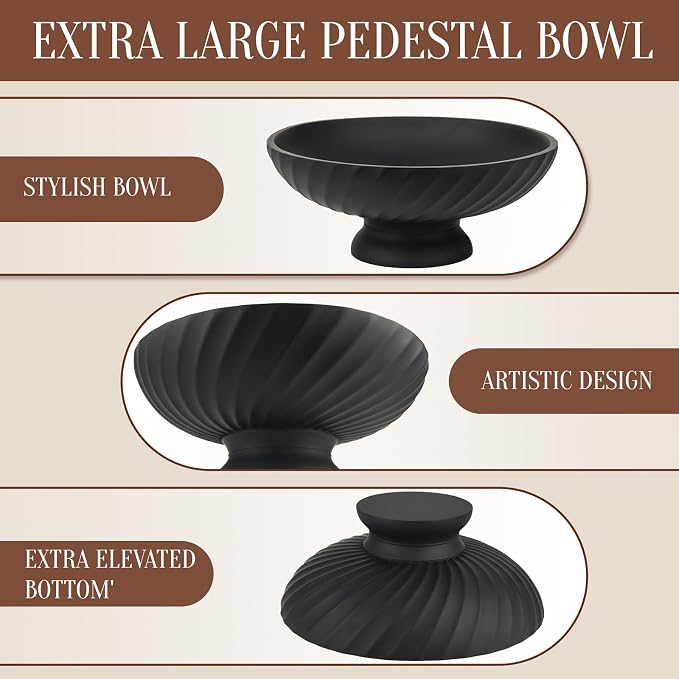 Deobath Large Resin Pedestal Decorative Bowl - Image 7