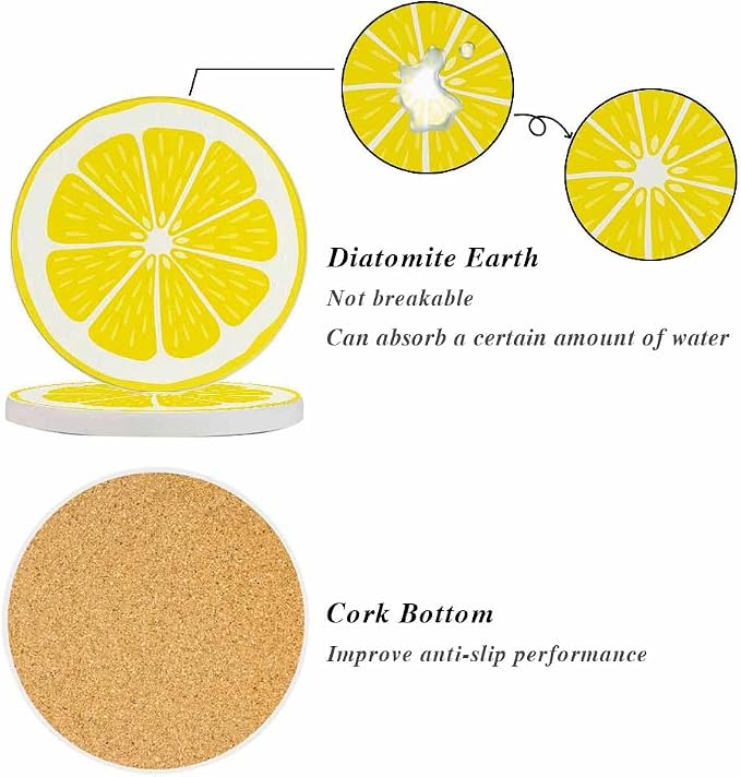 Lemon Slice Style Citrus Fresh Fruit Juice Organic Summer Absorbent Drink - Image 4
