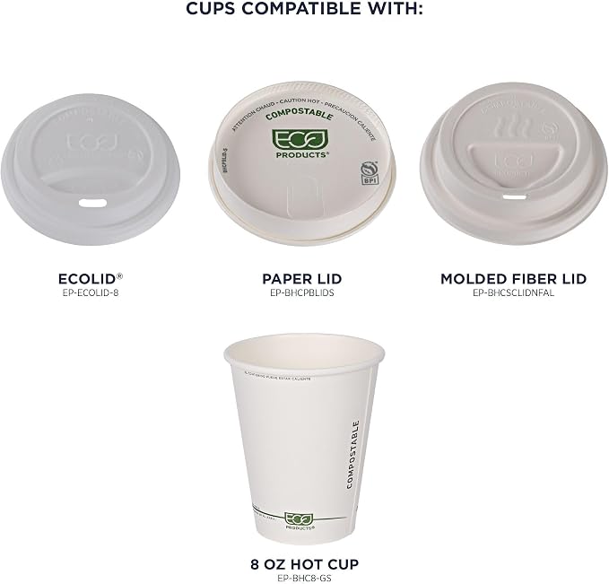 ECO PRODUCTS GreenStripe Disposable Paper Hot Cups, 8 oz, Paper To-Go Cups - Image 5