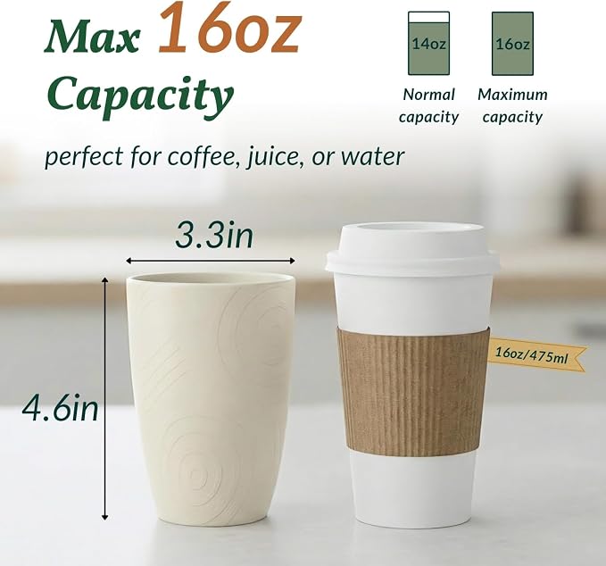 Homienly Unbreakable Drinking Glasses 16oz Wheat Straw Cups–6-Pack Reusable - Image 4
