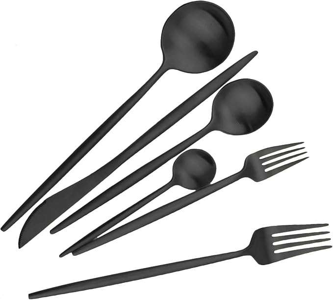 JASHII Luxury Black Flatware, 24-pieces Elegant Cute 18/10 Stainless Steel - Image 3