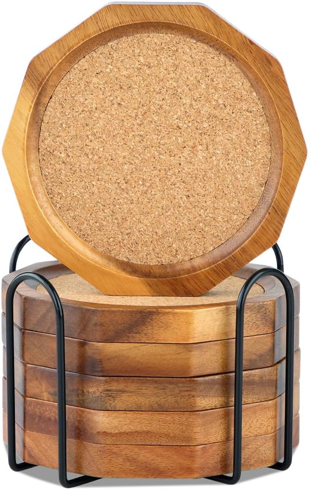 Wood Cork Coasters for Drinks Absorbent - Image 9
