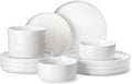 MALACASA 12 Pieces Porcelain Dinnerware Set, Modern White Dish Set by MALACASA