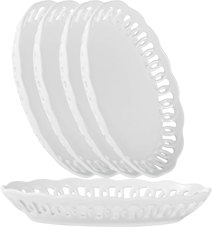4 Pack Small Lace Serving Plates, Cute Side Dishes Set of 4 to Home Kitchen by fMBB