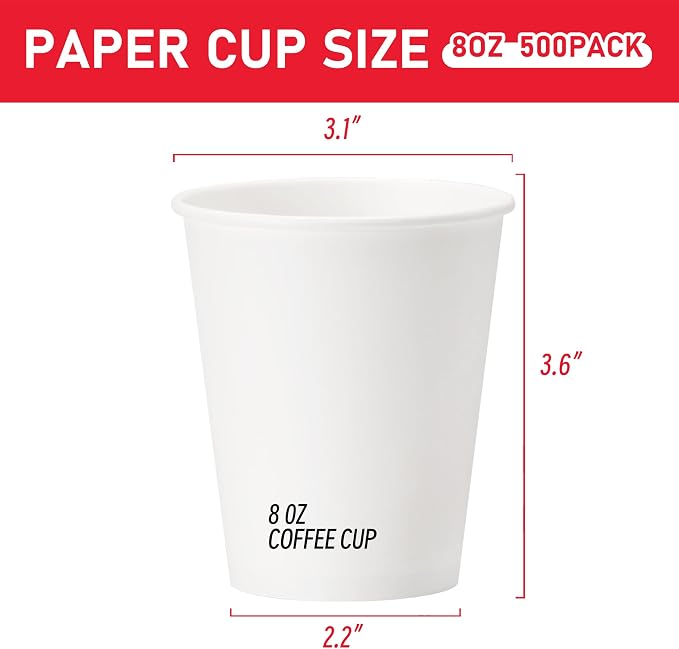 1000 Pack 8 oz Paper Cups, Disposable Coffee Cups, or Juice - Image 5