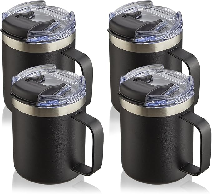 12oz Insulated Travel Coffee Mug by ALOUFEA