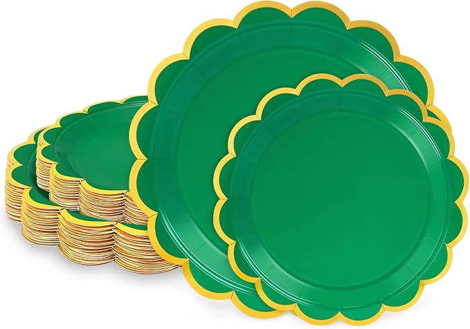 50 Pcs Green Paper Plates by LIKAJON