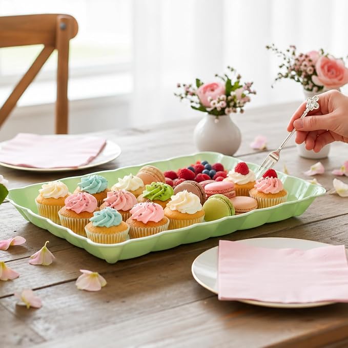 6 Pack Light Green Plastic Serving Trays - Image 5