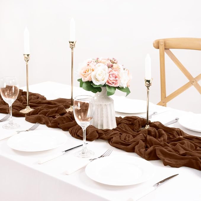 6 Pack Brown Cheesecloth Table Runner 10ft Neutral Gauze Centerpiece | - Image 5