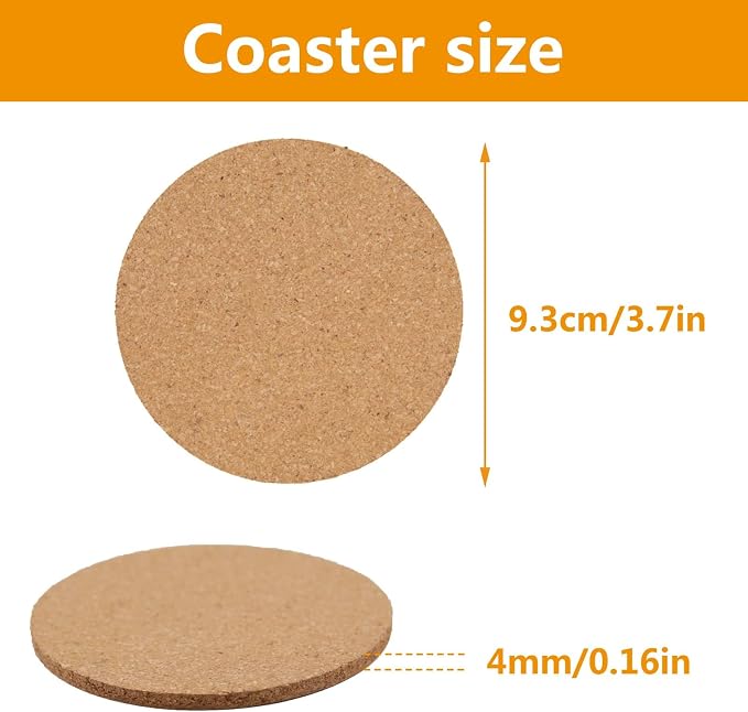 24 Pcs Cork Coasters for Drinks, Bulk Blank Coasters DIY Crafts, Heat-Resistant - Image 2