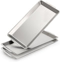 3 Packs 304 Stainless Steel Serving Platters, Rectangle Metal Dinner Plates by ZENFUN