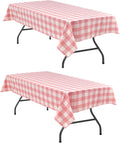 Plaid Tablecloth 2 Pack, 60 x 102 inch, Peach Pink and White | Waterproof by Hiasan