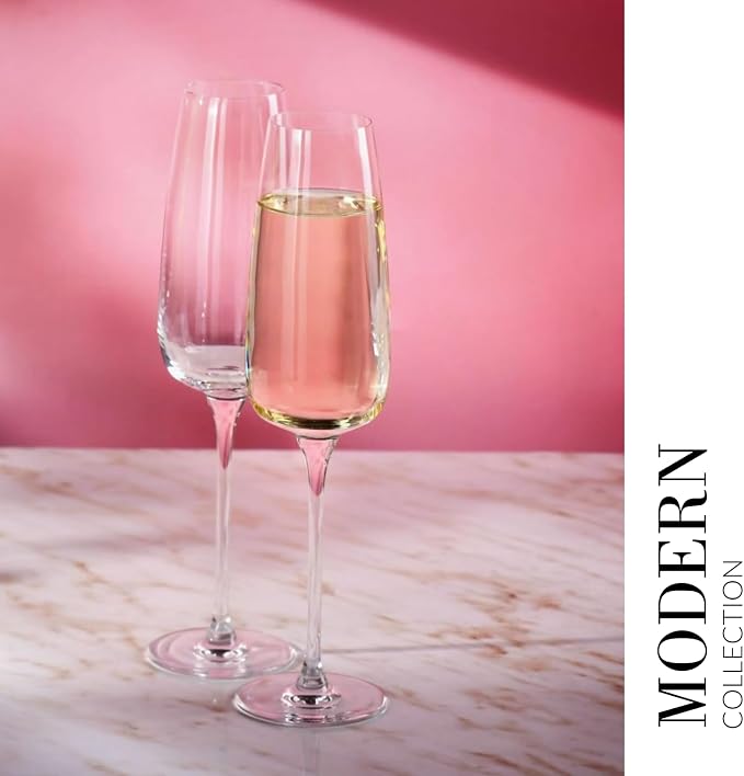 Krosno Modern Champagne Flute Glasses | Set of 4 | 8.5 oz | Lead-Free Crystal - Image 4
