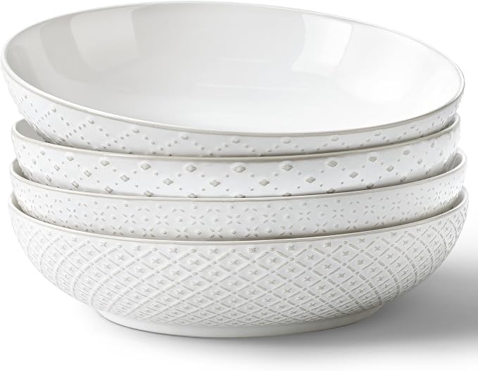 Y YHY Large Pasta Bowls, 45 oz Embossed Salad Bowls by YYHY