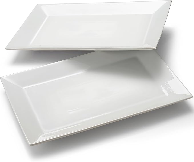 18" x 12" Large Serving Platters Set of 2, Porcelain Serving Trays | Classic by Meideal