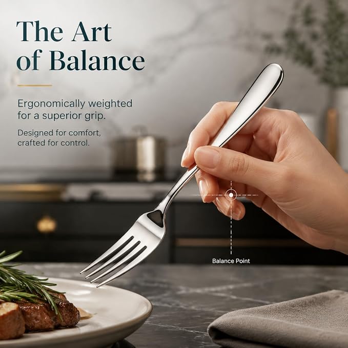 HaWare Silverware Set for 8, 40-Piece Stainless Steel Flatware, Heavy Duty | - Image 4