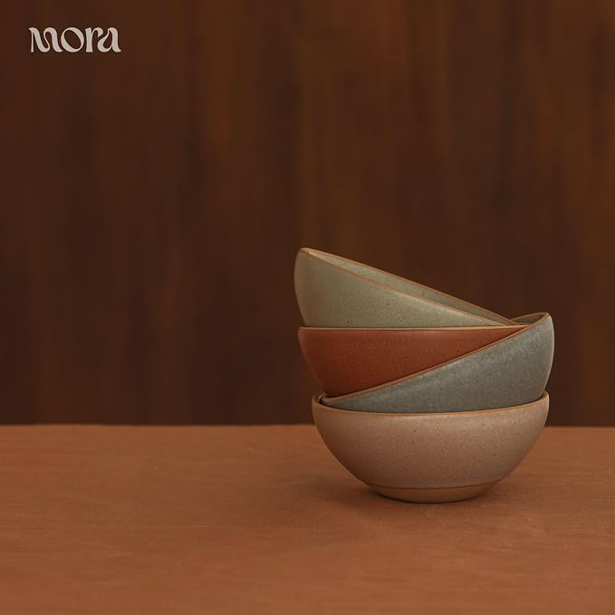 MORA Small Bowls Set of 4, 16oz Ceramic Pottery Dessert Bowls - Image 5