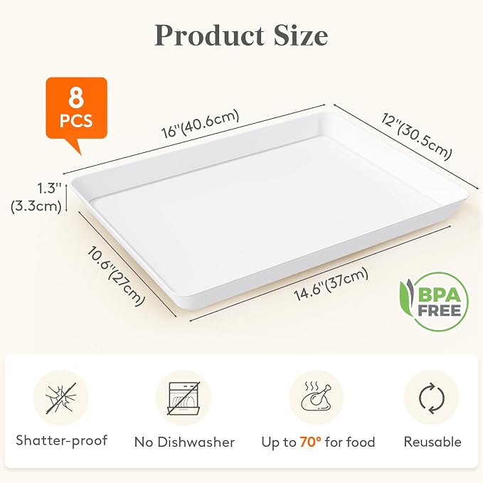 Lifewit 8 Pcs Extra Large Serving Tray - Image 2