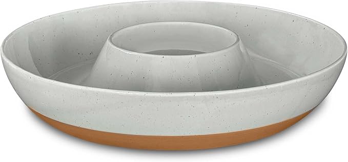 Mora Ceramic Chips and Dip Serving Tray: Large Divided Party Bowl Set by MORA
