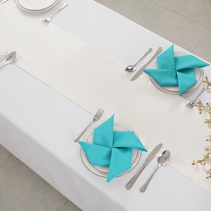 Horbaunal 2 Pack Ivory Satin Table Runner 12 x 108 Inch | Smooth Table Runners - Image 4