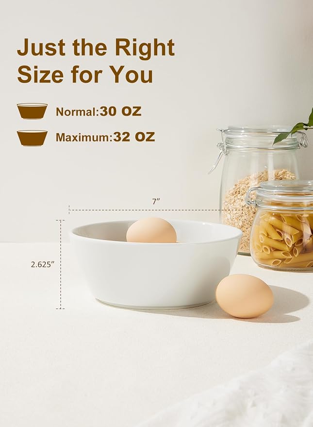 32 OZ Large Soup Bowls Set of 4 – White Porcelain Bowls - Image 2