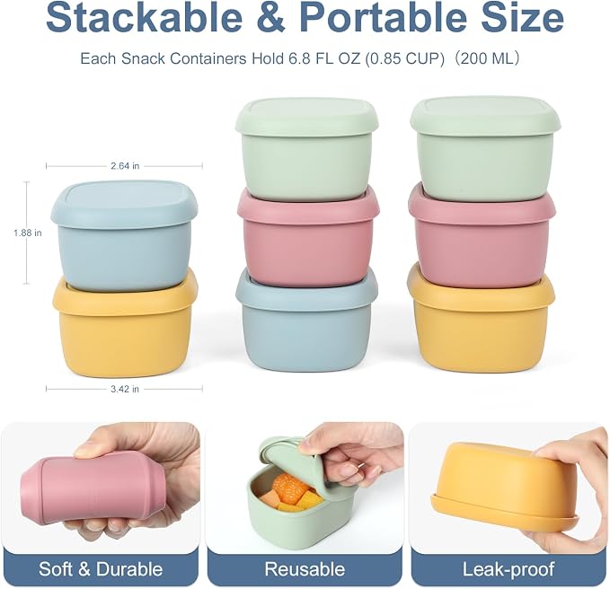 8 pcs 7 oz Silicone Snack Containers - Image 2