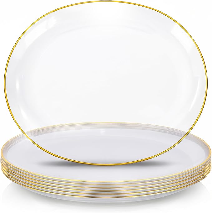 6-Pack Clear and Gold Plastic Serving Trays by WDF