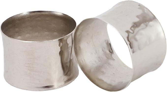 ITOS365 Handmade Round Hammered Silver Napkin Rings Holder - Image 4