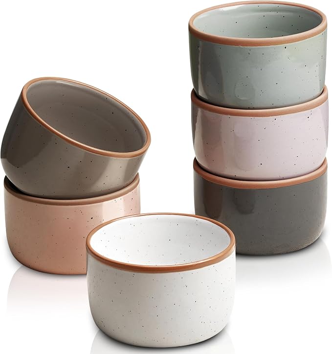 Morandi Color Ramekins Set of 6, 6 oz Creme Brulee Ramekin Oven Safe, Porcelain by Gencywe