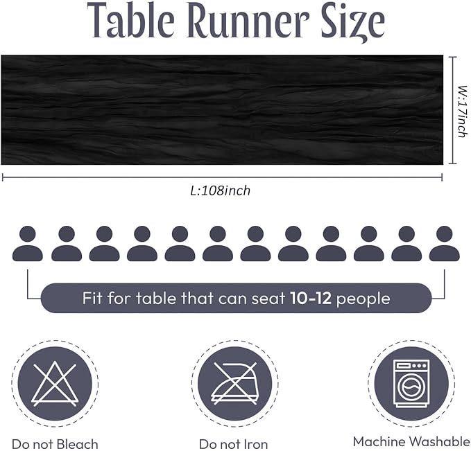 12 Pack Black Cheesecloth Table Runner 17 x 108 Inch Gauze Table Runner Fabric - Image 2