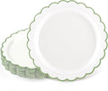 NatNarr 30 Pk Sage Green Plates 7" Scalloped Green White Dessert Cake Plate | by NatNarr