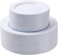 BESTSTAR 100PCS White Plastic Plates Set | 50 10.25 inch Dinner Plate and 50 by BESTSTAR