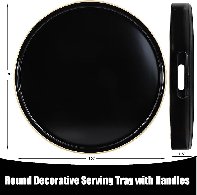 Black Round Decorative Tray - Image 3