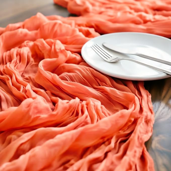 Orange Cheesecloth Table Runner 120 Inches 4 Pack Gauze Table Runner | Summer - Image 4