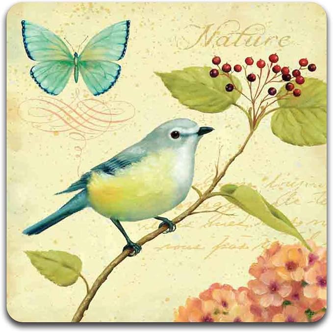 Bird and Butterfly Square Coaster Set - Image 2