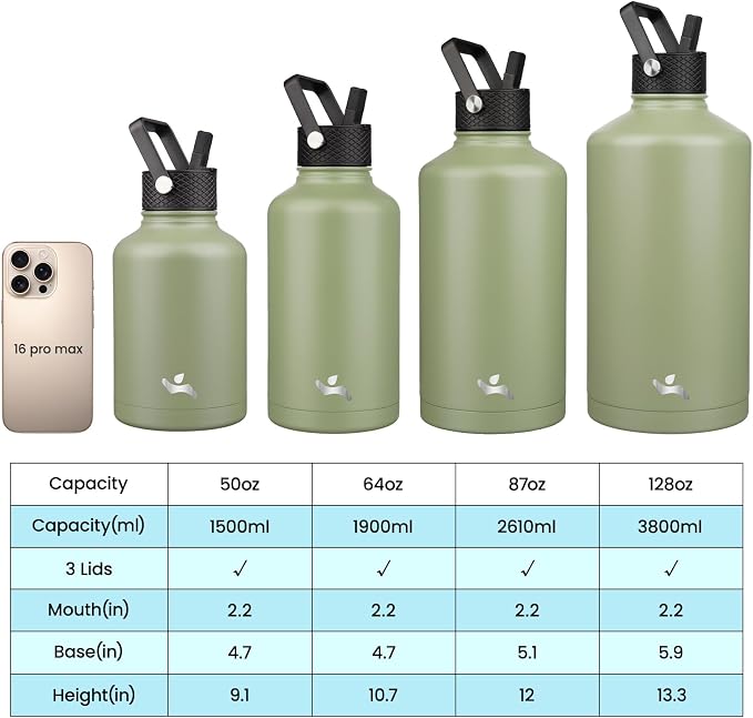 Konokyo 64 oz Insulated Stainless Steel Water Bottle Jug - Image 4