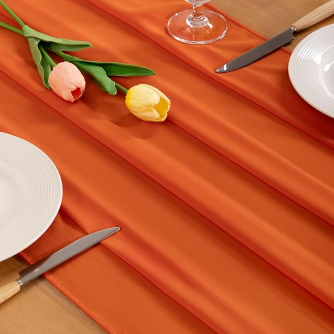 Orange Chiffon Table Runner Summer Boho Wedding Birthday Party Decor | 10ft - Image 2