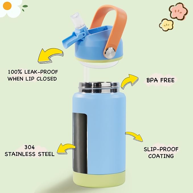 Kerilyn 12oz Kids Water Bottle 2 Pack, Stainless Steel Insulated Water Bottle - Image 2