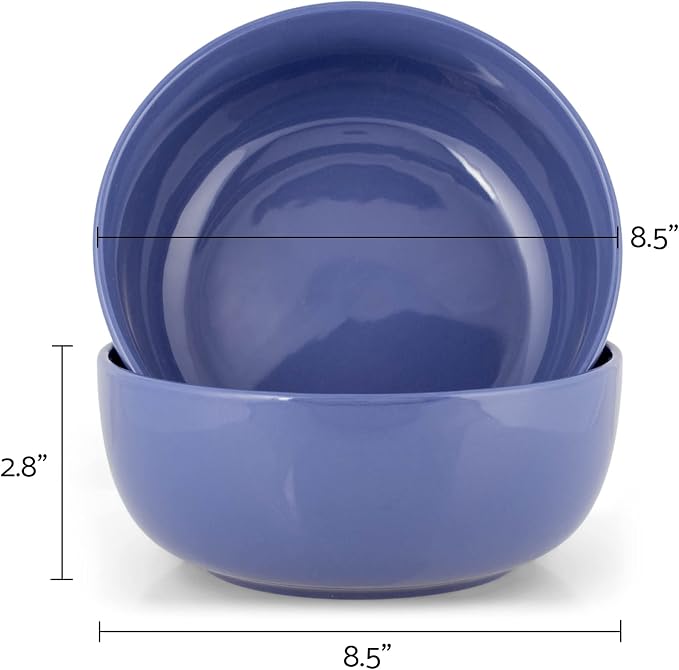 Elanze Designs Bistro Glossy Ceramic 8.5 inch Large Serving Bowls Set of 2 - Image 3