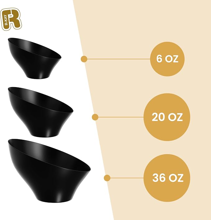 R-kay 6 Pack Angled Black Serving Bowls - Image 6