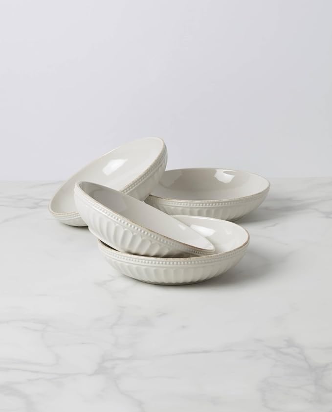 Lenox French Perle Groove White Stoneware Pasta Bowl Set - Image 2