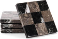 Marble Coasters Set of 4, Zebra Black & Oceanic Handmade 4 inch Stone Coaster by Earthentones
