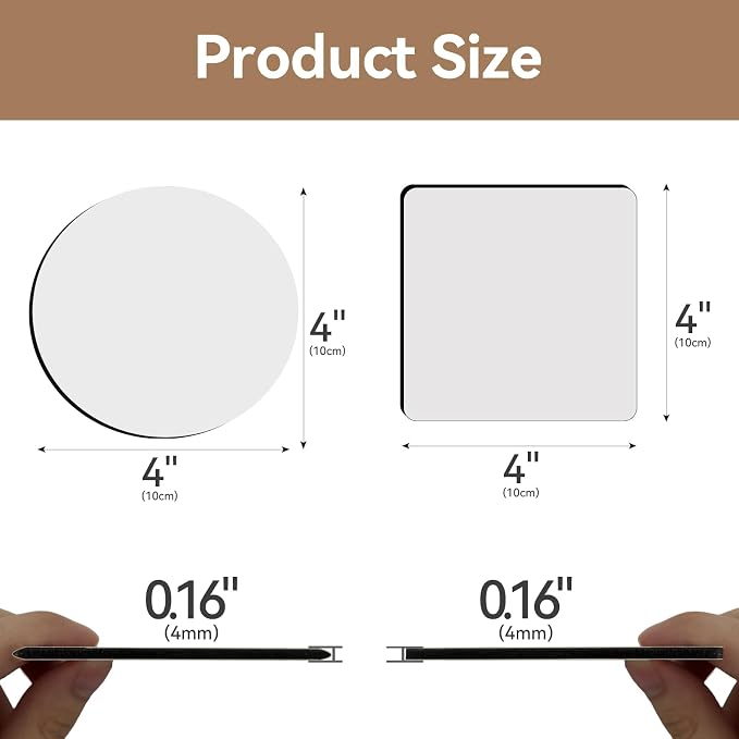 40 Pcs Sublimation Blank Coasters, Heat Transfer Wood Cork Coasters, 20 Round & - Image 2