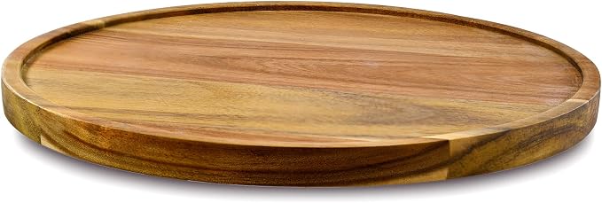12" Acacia Wood Lazy Susan Organizer Kitchen Turntable by AUAM
