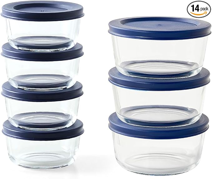 14-Piece Glass Food Storage Containers Set | 1-Cup & 2-Cup, Leakproof | by DuraLiving