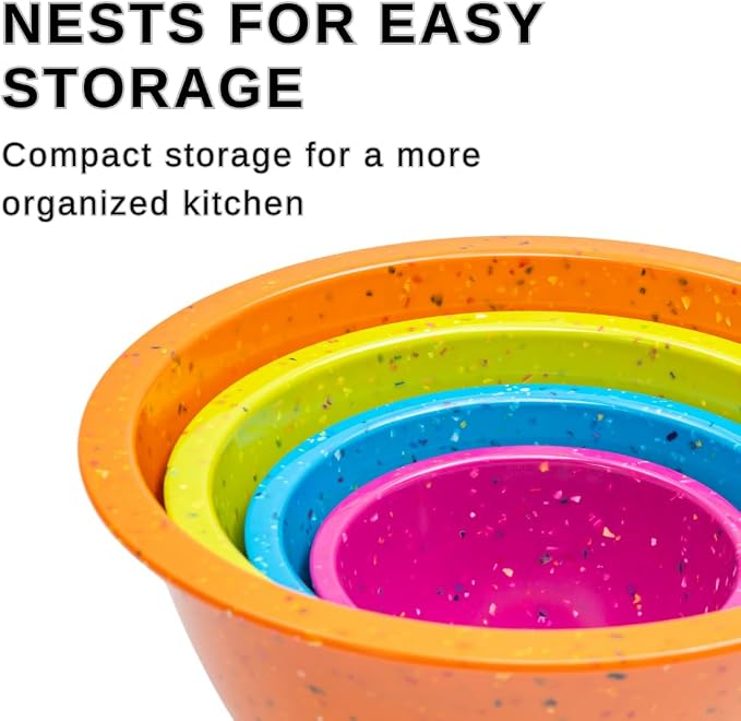 Confetti Melamine 4 Piece Nesting Mixing Bowls Set, Colorful Vibrant | Colorful - Image 2