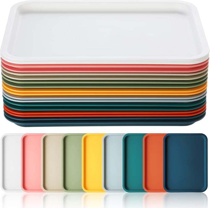 Gerrii 18 Pcs Plastic Fast Food Trays Bulk Restaurant Serving Cafeteria Tray by Gerrii