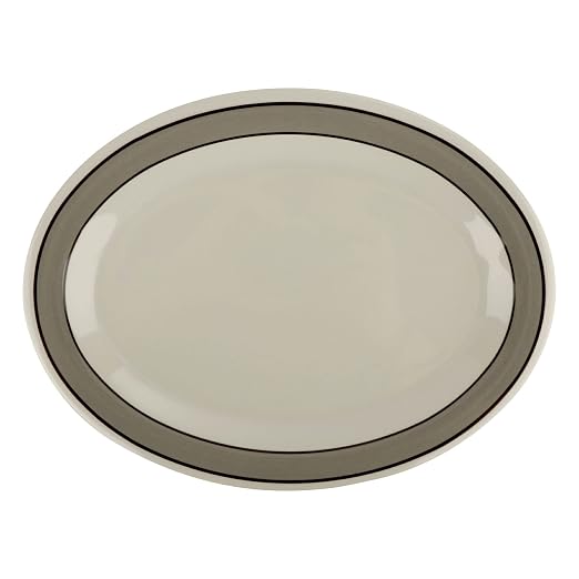 G.E.T. OP-120-CA Melamine Oval Serving Platter / Dinner Plate, Diamond Cambridge - Image 2