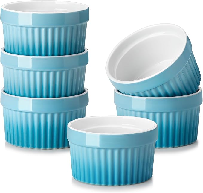MALACASA Ramekins 4 oz Oven Safe, Small Ceramic Souffle Dishes by MALACASA